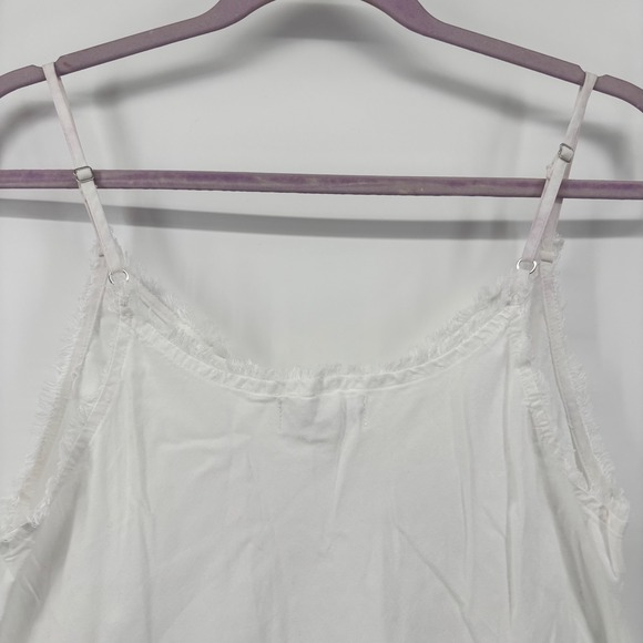 Bella Dahl White Frayed Raw Edge V-Neck Tencel Cami Top XS - Picture 7 of 11